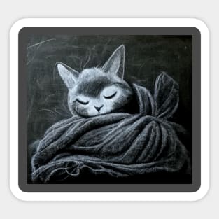 Sleeping Cat on Blankets Sticker